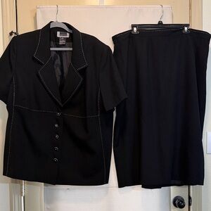 Maggie Barnes Black Skirt Suit Set 24W Plus Size Office Career Two Piece